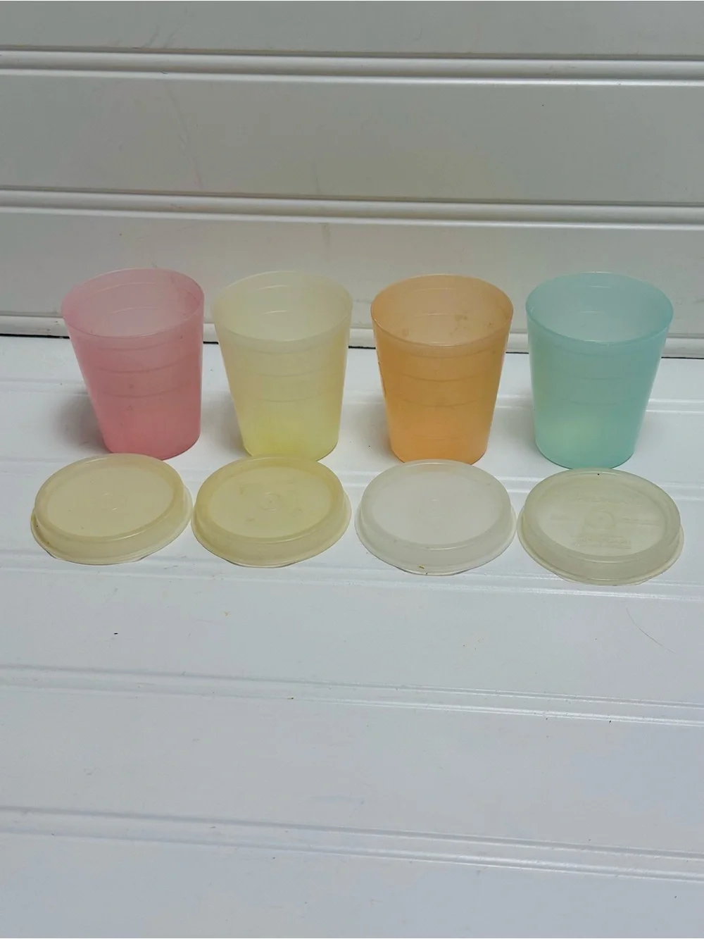 Vintage Tupperware Mini Containers (Set of 4) Pastel Colors Clear Plastic Lids